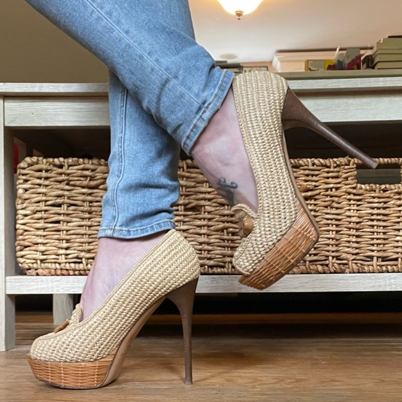 ☀️LAST CHANCE☀️Burberry Porsum Woven Raffia Heels - 38 - Picture 10 of 11